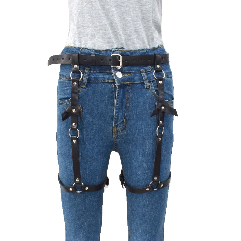 Punk Goth Women Belt Leather Harness Garter Sexy High Waist Body Bondage Suspenders Leg Harness Fashion femme ceinture