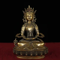 11tibet buddhism old bronze gilt mosaic gem amitabha longevity buddha immortal life wisdom tathagata sitting buddha