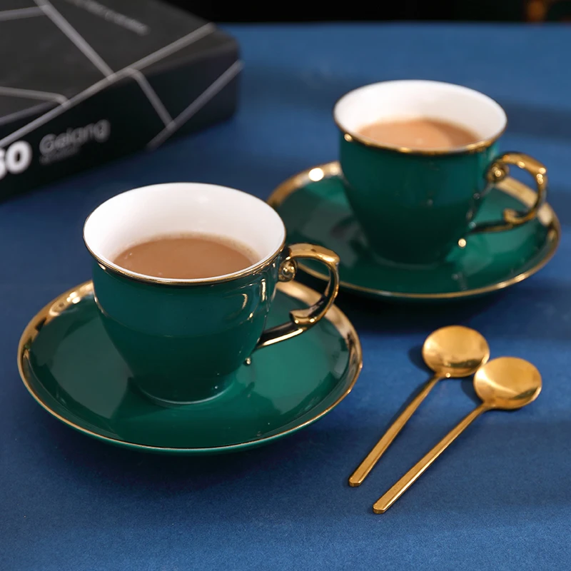 Простая креативная керамическая чашка для кофе многоразовые зеленые турецкие