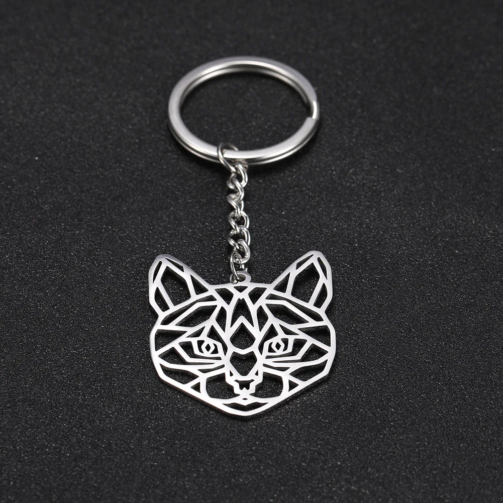 Unift Брелок с волком кошкой модным геометрическим рисунком животного брелок для