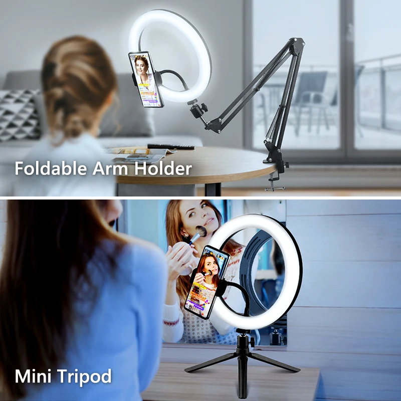 

Selfie Ring Light Photography Led Rim Of Lamp With Mobile Holder Support Tripod Stand Ringlight For Live Video Streaming