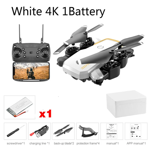 White 4K 1B LF609 Дрон 4K с HD камерой wifi 1080P двойная камера следуя за мной Квадрокоптер FPV Профессиональный Дрон долгий срок службы батареи игрушка для детей - Цвет: White 4K 1B