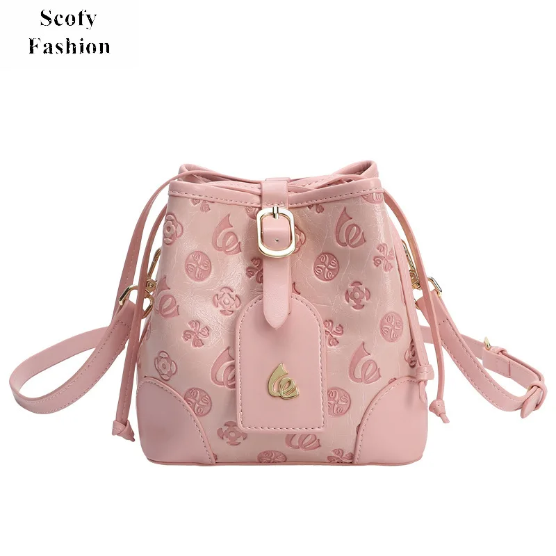 

SCOFY FASHION Floral Printing Bucket Bags for Women Summer Luxury Designer Shoulder Bag Leisure Crossbody Bag Stylish Handbag