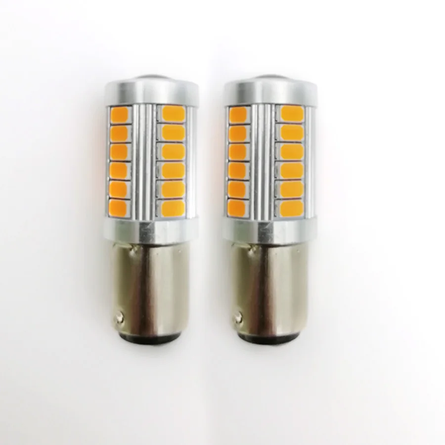 

2pcs 1157 1142 Yellow Car Turn Signal Lights Brake Light Tail Stop 33 SMD LED Bulb 12V DC