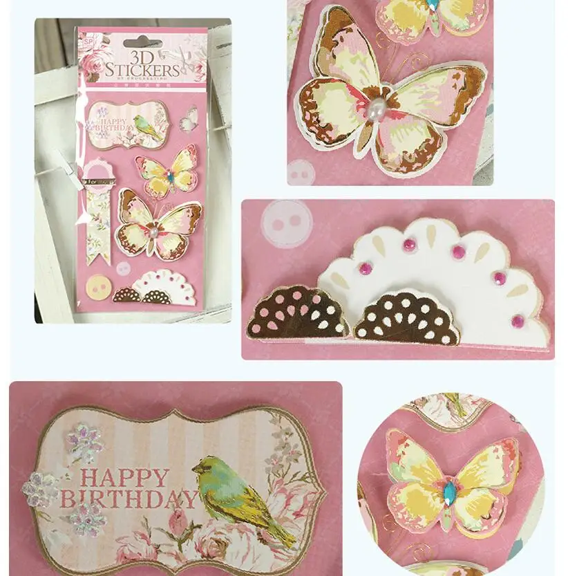 1 шт./упак. винтажный 3D декор Садовый цветок серия жизни Подарочные наклейки