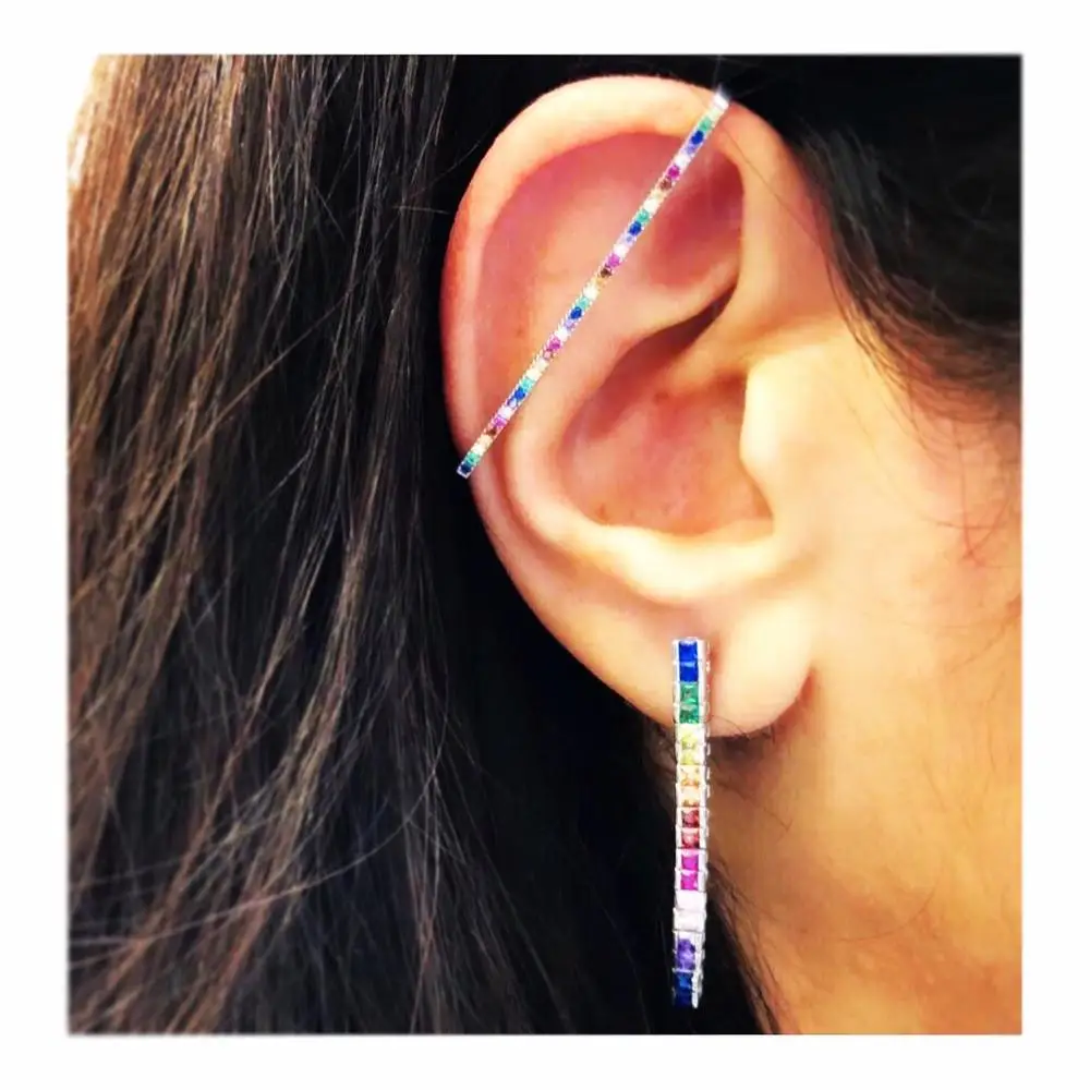 Серьги каффы геометрической формы для женщин верхние манжеты с микрозакрепкой