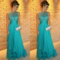 2018 formal evening gown turquoise robe de soiree sleeveless floor length o neck off the shoulder mother of the bride dresses