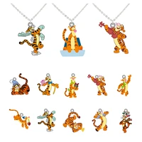 disney winnie the pooh cartoon character jumping tigger funny shape pattern pendant epoxy necklace resin jewelry