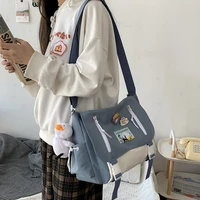 2021 new fashionable girl large capacity single shoulder bag korean cute woman inclined shoulder bag bump color casual nylon bag