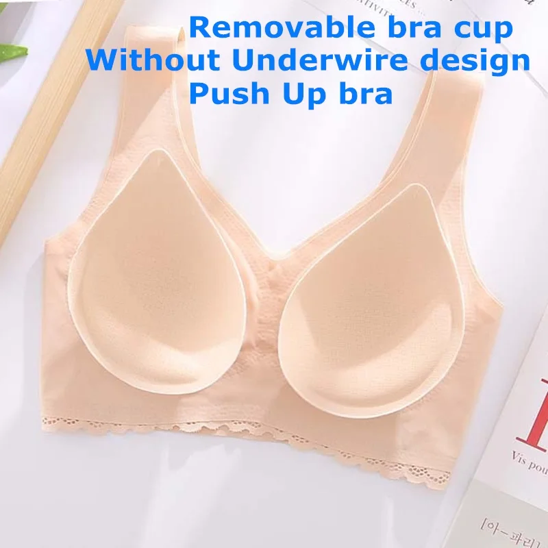 

High Quality Seamless Push Up Latex Bra Maternity Fitness Bras Women Comfortable Sexy Padded Ladies Lace Bralette Plus size XXL