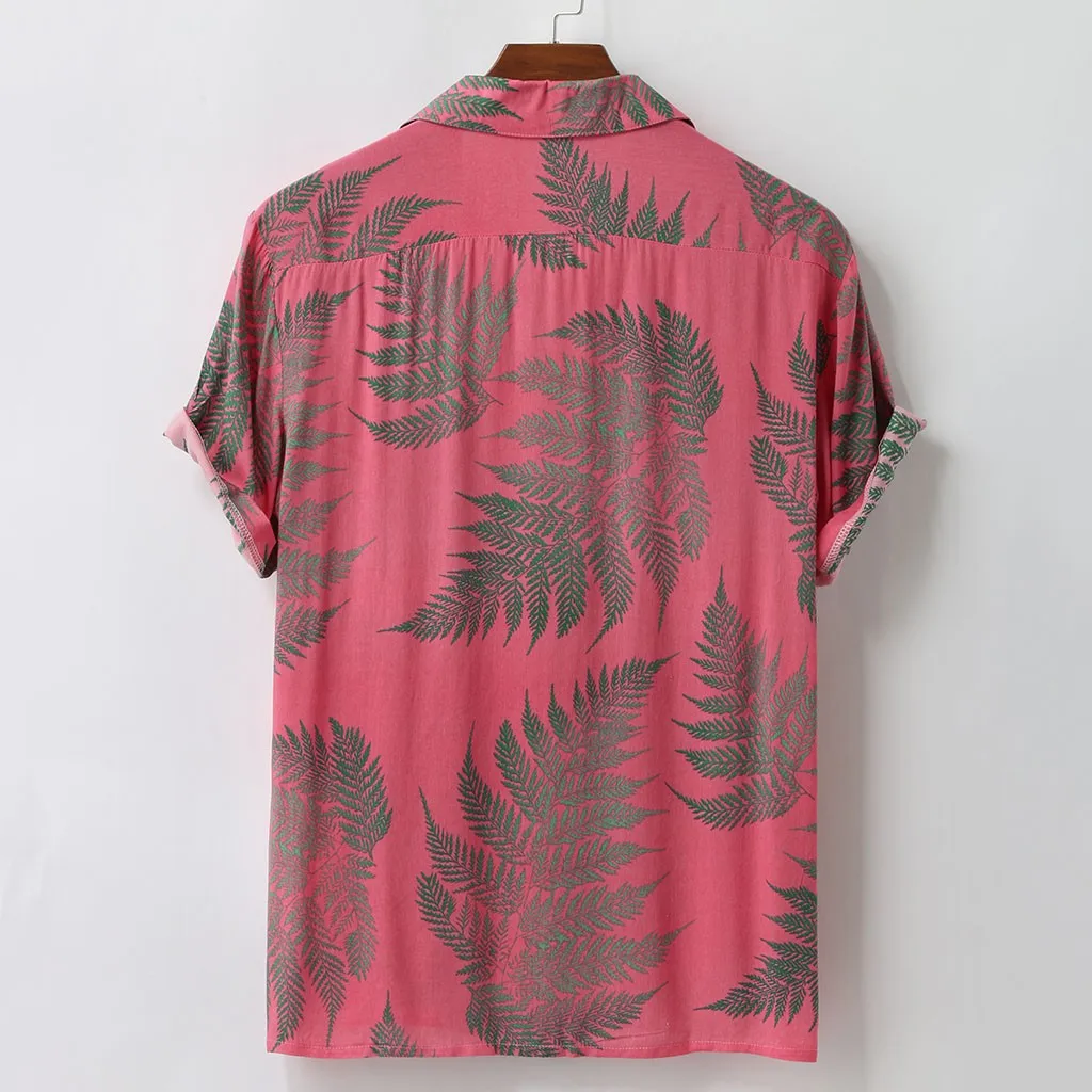 

Summer Men Hawaiian Shirt Hawaiian Print Short Sleeve Lapel Neck Button Casual Beach Shirts Men 2021 Streetwear chemise homme