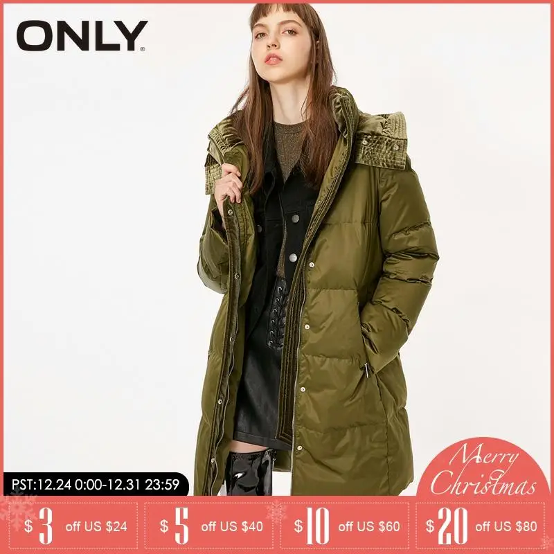 ONLY большой карман бархатный женский зимний средней длины пуховик куртка | 118312565|