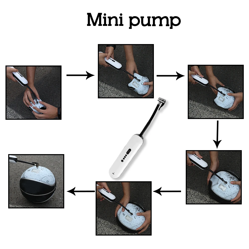 

Intelligent Bike Electric Inflator Bicycles Cycle Air Pressure Pump Rechargeable Cordless Tire Pump MTB Road Basketball Car Tyre