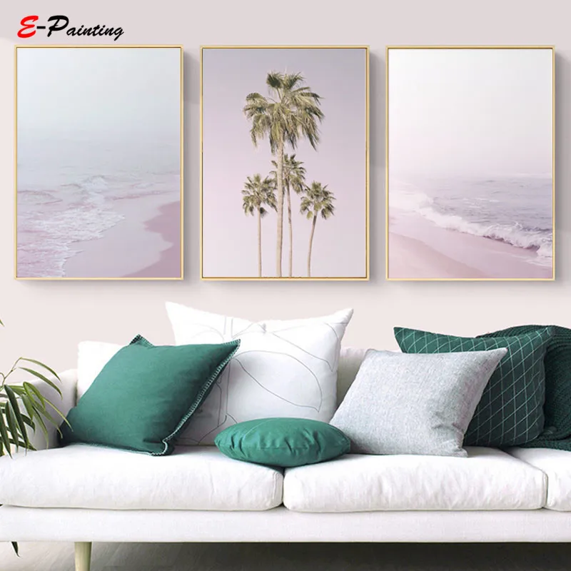 Настенная картина Современная живопись на холсте Pastel розовые пляжные принты