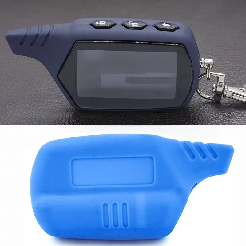 Черный чехол для ключей A91 + силиконовый синий русской версии Starline A91/A61 ЖК пульт