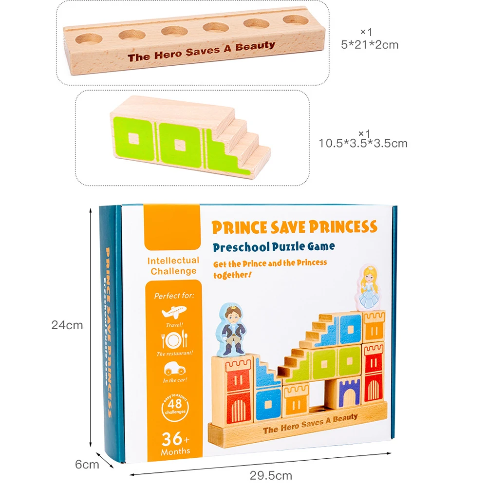 

Board Game Wooden toys For Kids Prince Rescue Princess Castle Stacking Building Blocks Children's Educational Intelligence Toys