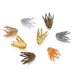 100 шт. старинные подвески в форме цветка, подвески, бусины, колпачки, конусные филигранные бусины, колпачки, бриллиантовые серьги, ожерелье