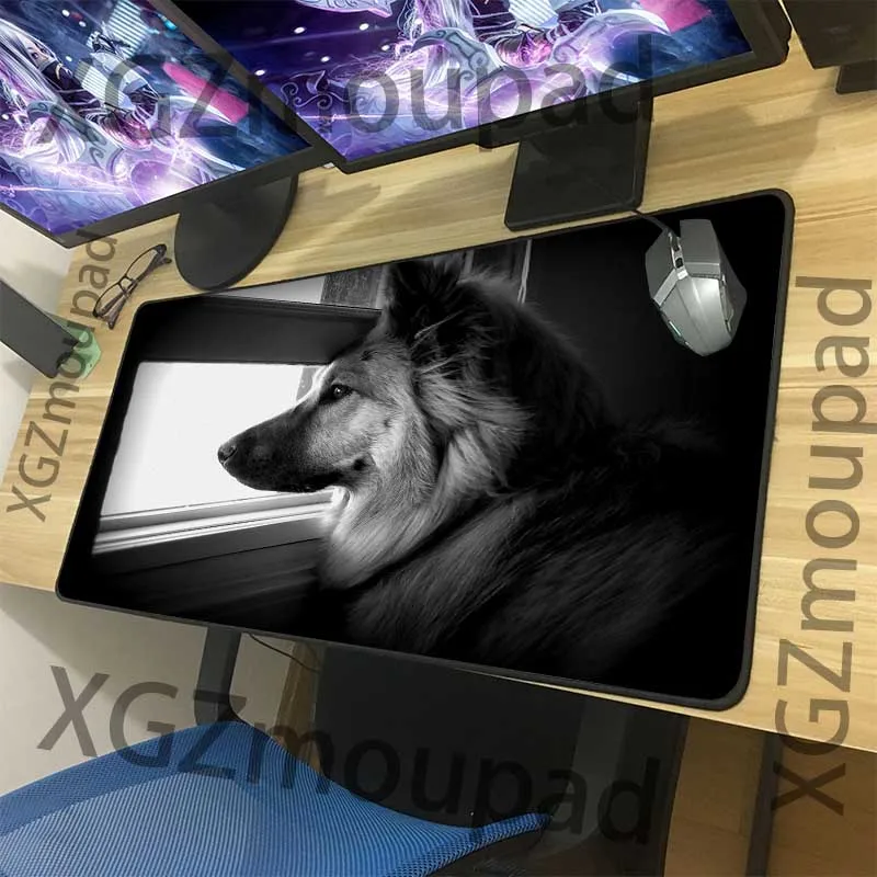 Большой коврик для мыши XGZ Animal Loyal Pet Dog черный компьютерного стола резиновый