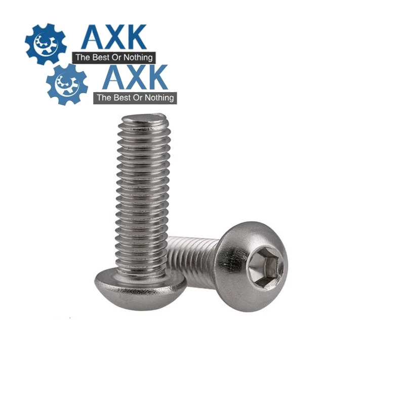 Винты AXK HW016 50 шт. M2 M2.5 M3 M4 ISO7380 GB70.2 304 из нержавеющей стали A2 с круглой головкой и