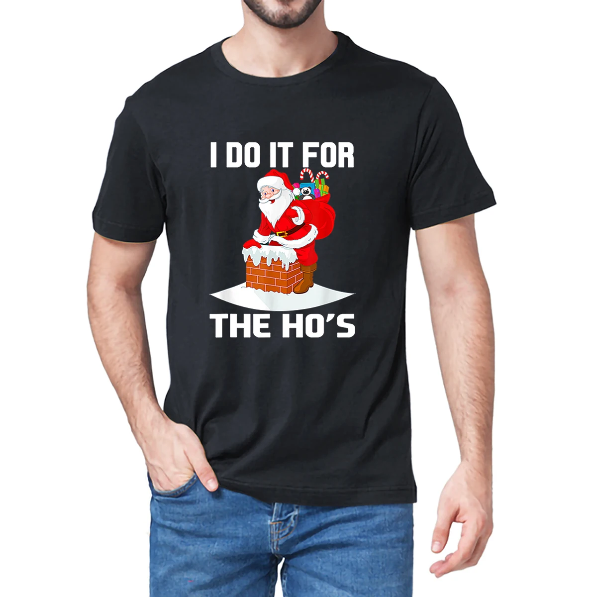 

Unisex 100% Cotton I Do It For The Ho's Funny Inappropriate Christmas Men's Novelty Oversized T-Shirt Women Casual Harajuku Tee