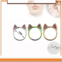 1pc rhinestone cat ear earrings multicolor earrings nose ring breast ring cartilage puncture jewelry earring piercing ear stud