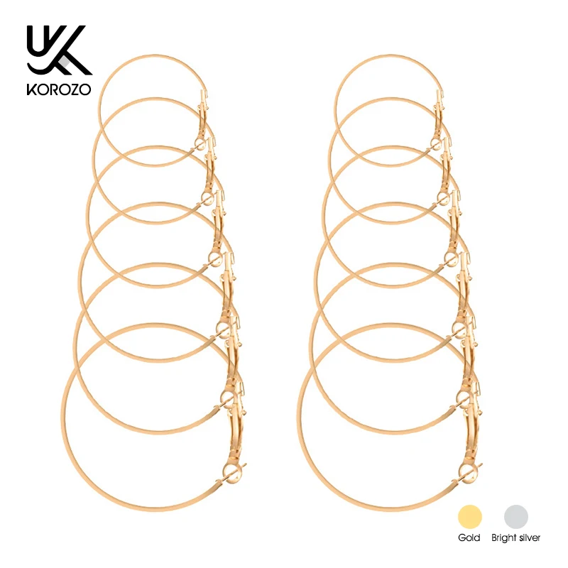 6 пар/уп. маленькие золотые массивные серьги большие круглые серебряные