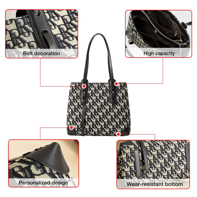 foxer fashion monogram ladies handbag office women commuter large capacity soft shoulder bag high quality casual tote bag women free global shipping