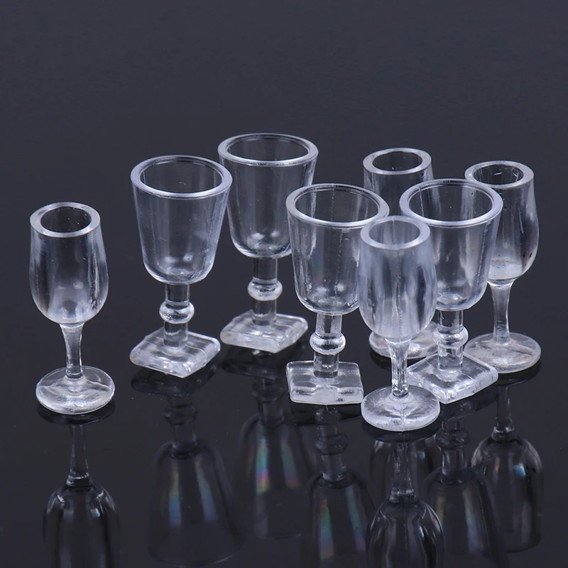 

4pcs/lot Transparent Cup Tableware Set Dollhouse Miniature Toy Doll Food Kitchen living room Accessories 1:12 Scale