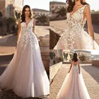 Женское Свадебное Платье It's yiiya, изящное пляжное Платье с V-образным вырезом, открытой спиной и 3D цветочной аппликацией на лето 2021