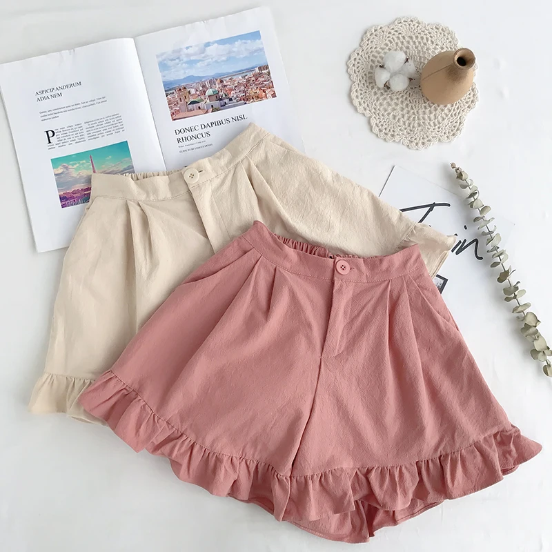 Новые 2021 летние хлопковые льняные шорты женские широкие с высокой талией для