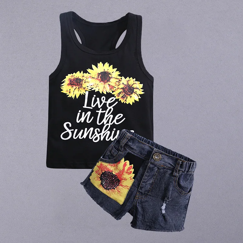 Топ и шорты для девочек из хлопка с мультяшным принтом | Детская одежда обувь