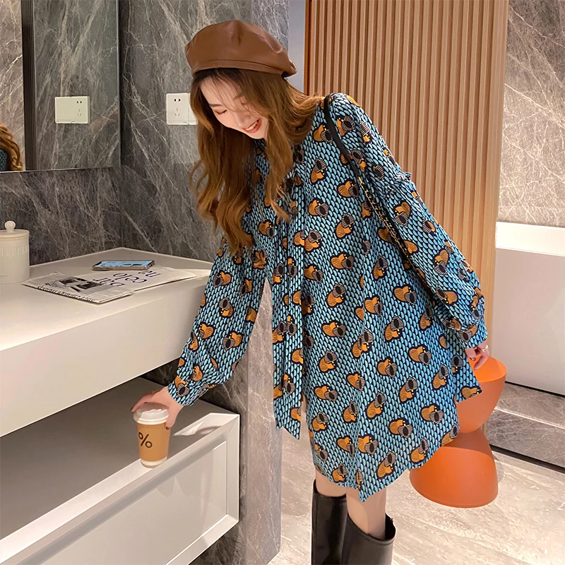 

Рубашка COIGARSAM, женские топы, осень 2021, новые шифоновые свободные женские рубашки с пышными рукавами