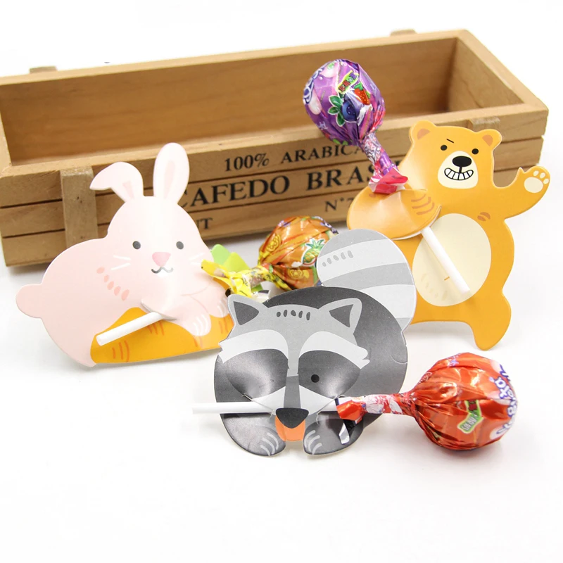 

10PCS Rabbit Candy Package Card Cartoon Animal Lollipop Biscuits Decorations Kids Gift Birthday Wedding Party Easter Supplies