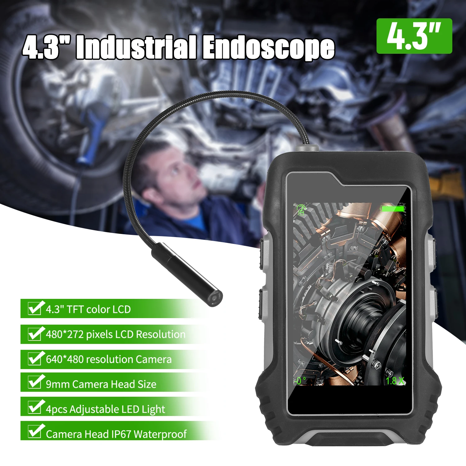 Промышленный эндоскоп MX430 4 3 дюймов плоский кронштейн для эндоскопа