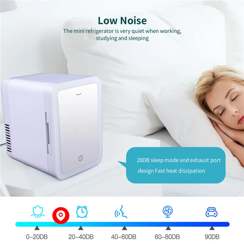 저렴한 CkeyiN 4L 미니 뷰티 냉장고 메이크업 냉장고 화장품 페이스 마스크 스킨 케어 제품 LED 메이크업 미러, 가정용 자동차 냉동고