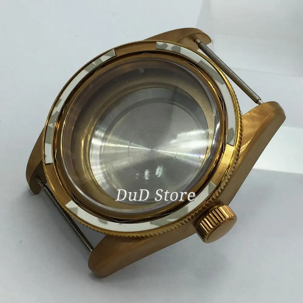 Superior de Luxo Resistência à Água Safira Vidro Bronze Revestido Assista Case Ajuste 2813 Eta 2836 Miyota 8215 Movimento 41mm
