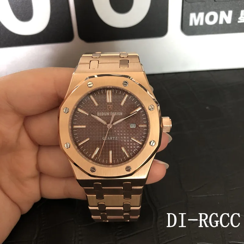 Мужской ремешок для часов didun часы лучший бренд класса люкс кварцевые Rosegold
