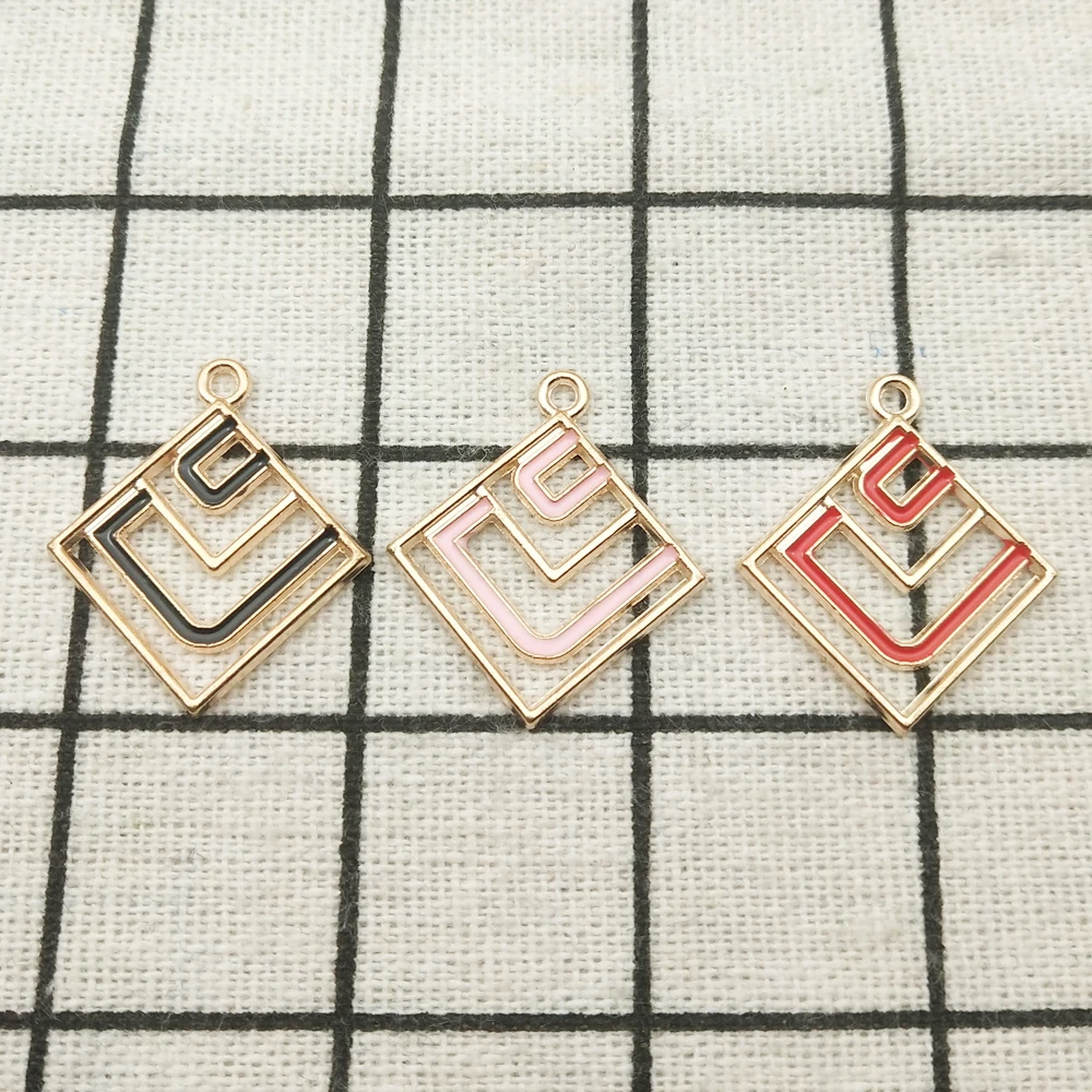 10 шт., эмалевые подвески из цинкового сплава, 23 х26 мм