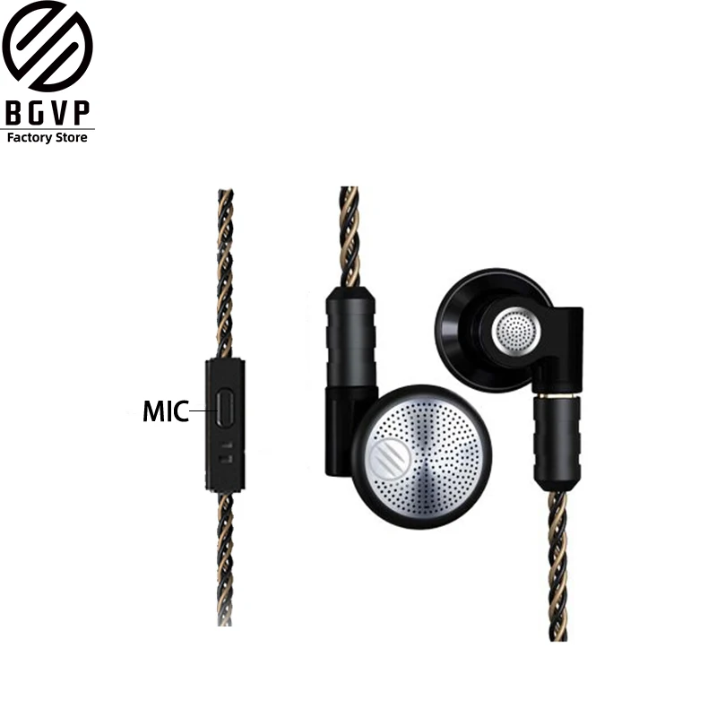 black with mic BGVP DX3s CNC Плоские наушники 3,5 мм Наушники DIY аудио монитор Сменные наушники для аудиофилов - Цвет: black with mic