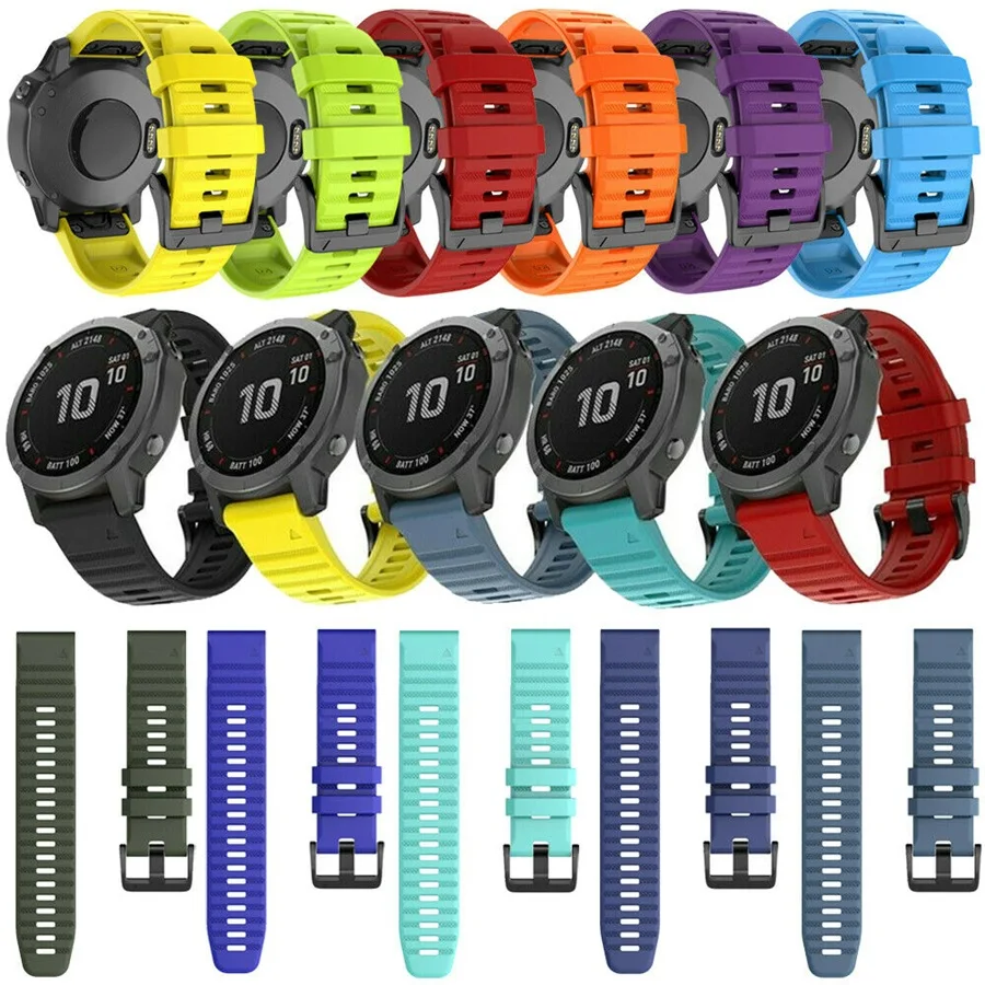 Быстросъемный силиконовый ремешок для часов Garmin Fenix 6X 6 6S Pro Модный Цветной