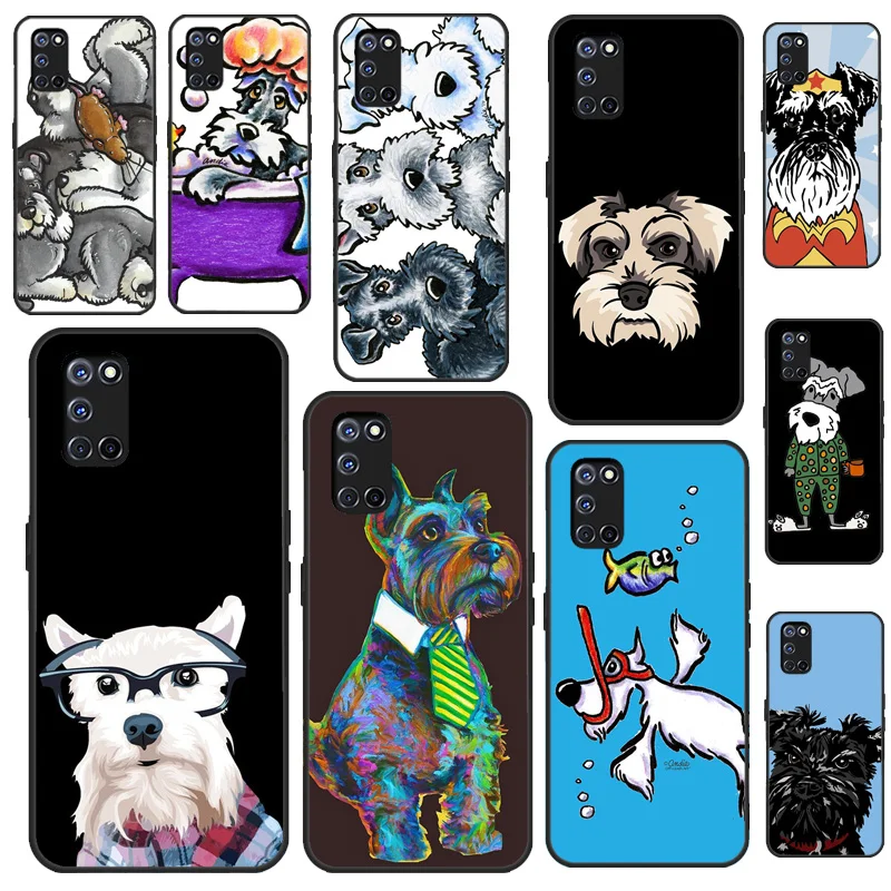 Cartoon schnauzer dog Phone Cover For OPPO A5S A3S A5 A9 A31 A53 2020 A83 A91 A1K A15 A52 A72 Case Bumper Coque