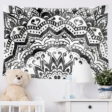 Tapis mural Mandala Trippy suspendu, décoration esthétique pour chambre à coucher, couverture de plage, style bohème/Kawaii  (3)