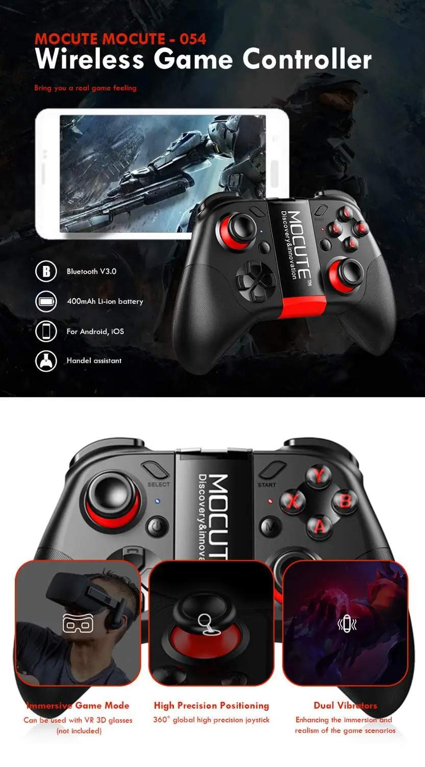 Новый Mocute 054/050/056/058/053/055 Bluetooth геймпад Joypad беспроводной VR контроллер Смартфон android