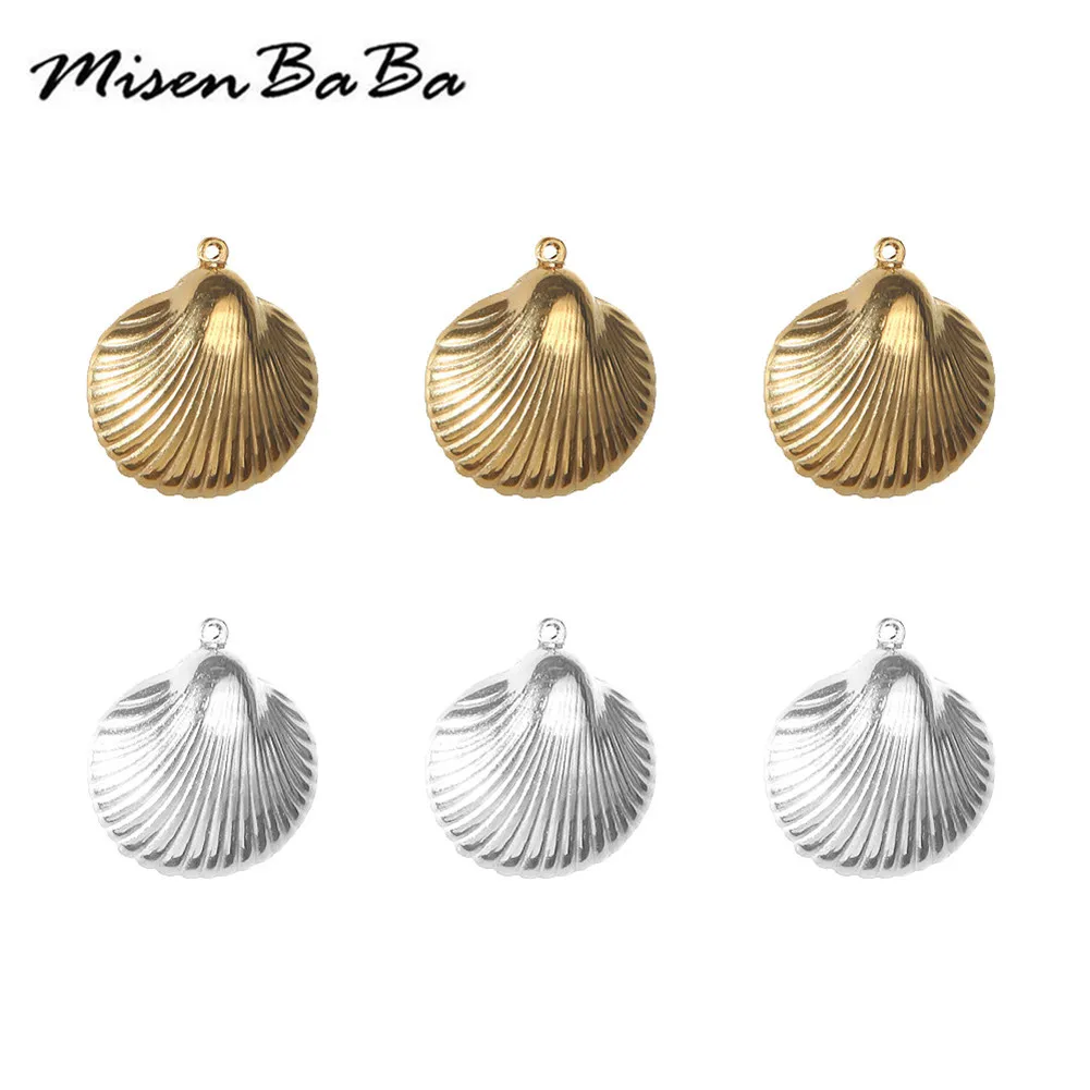 5Pcs/lot Wholesale Stainless Steel Shell Pendant For Jewelry DIY Making Necklace Handmade Beach Shells Design Accessories