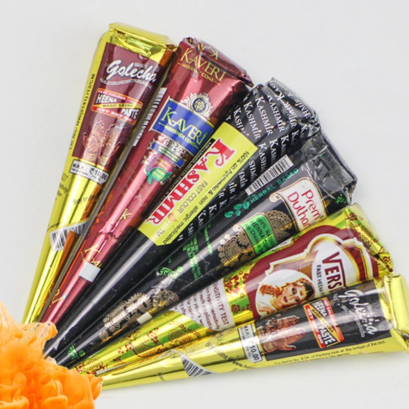 Новинка черные коричневые красные белые конусы хны паста для татуировки хной