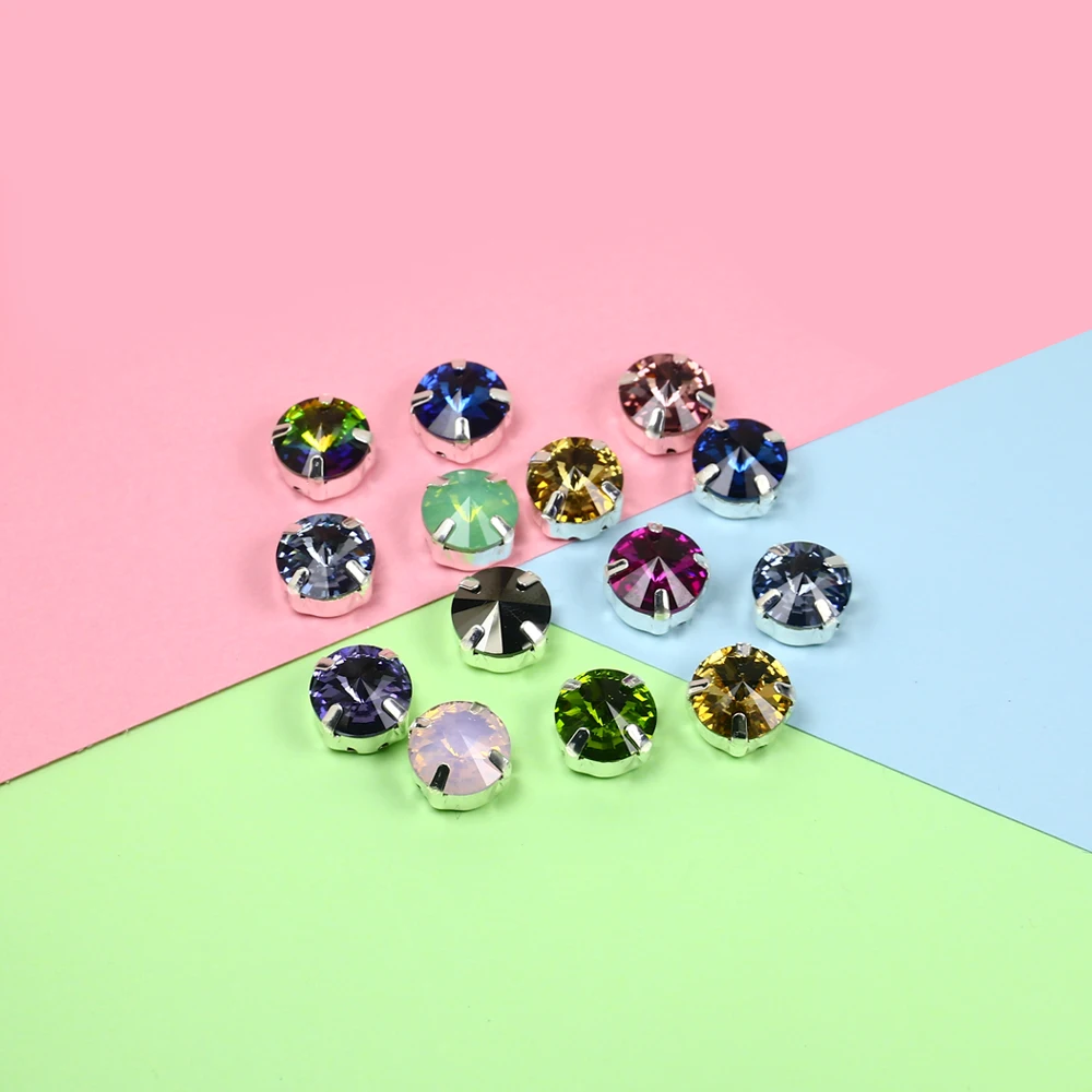 10 шт. круглые Rivoli микс цветов мм пришивные стразы с когтями прозрачные стеклянные