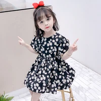 dfxd korean girls summer dress 2020 new arrival daisy print short sleeve princess dress 1 7yrs toddler dress for girls vestidos