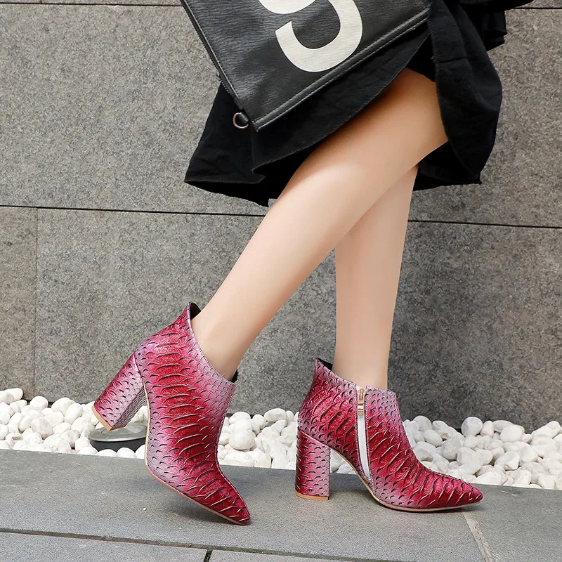 

ASUMER large size 34-44 fashion ankle boots pointed toe zip ladies prom boots gradient color elegant autumn winter boots 2021