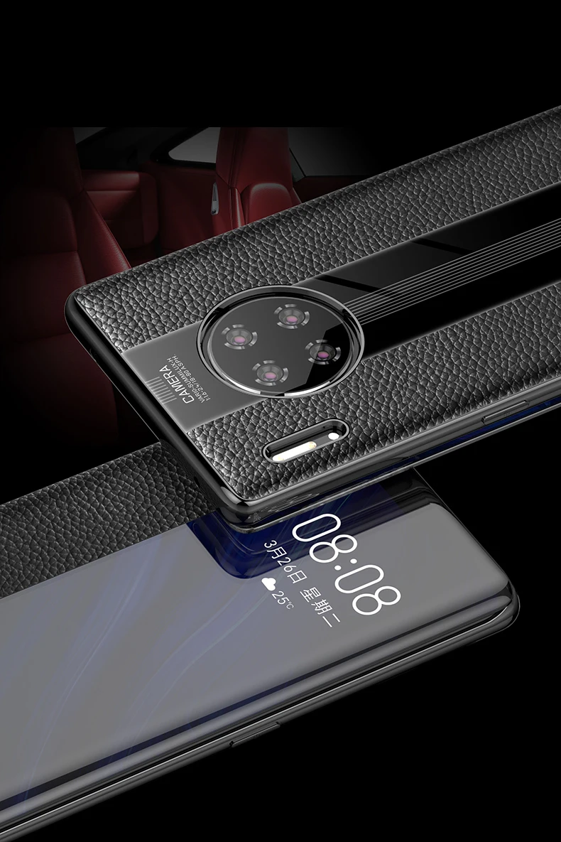 Mate 30 Роскошный чехол из натуральной кожи для huawei mate 30 pro Чехол кожаный умный флип-чехол для huawei mate 30 Pro Защитная крышка