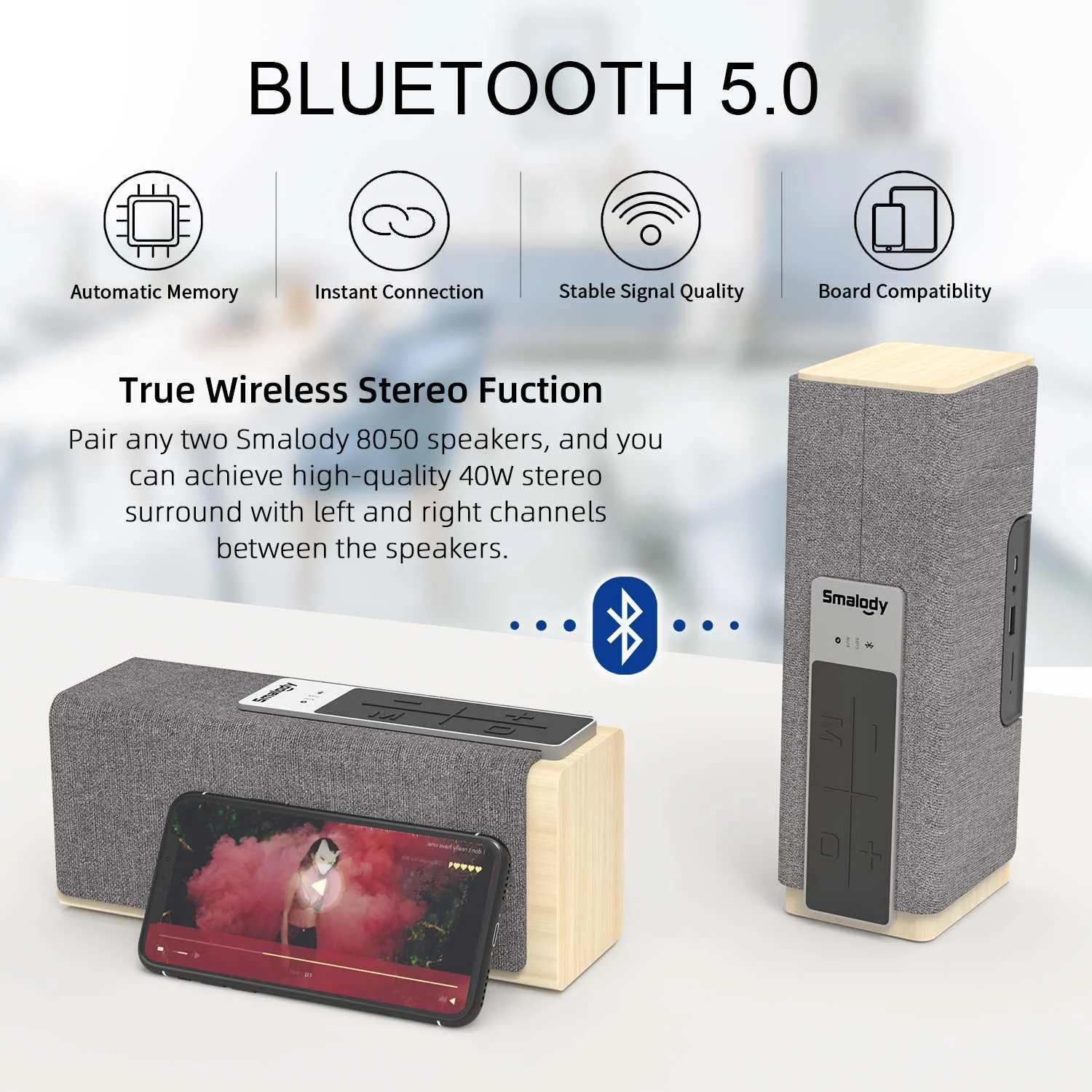 Smalody деревянная bluetooth-Колонка 5 0 20 Вт высокая мощность TWS стерео уличная Колонка s